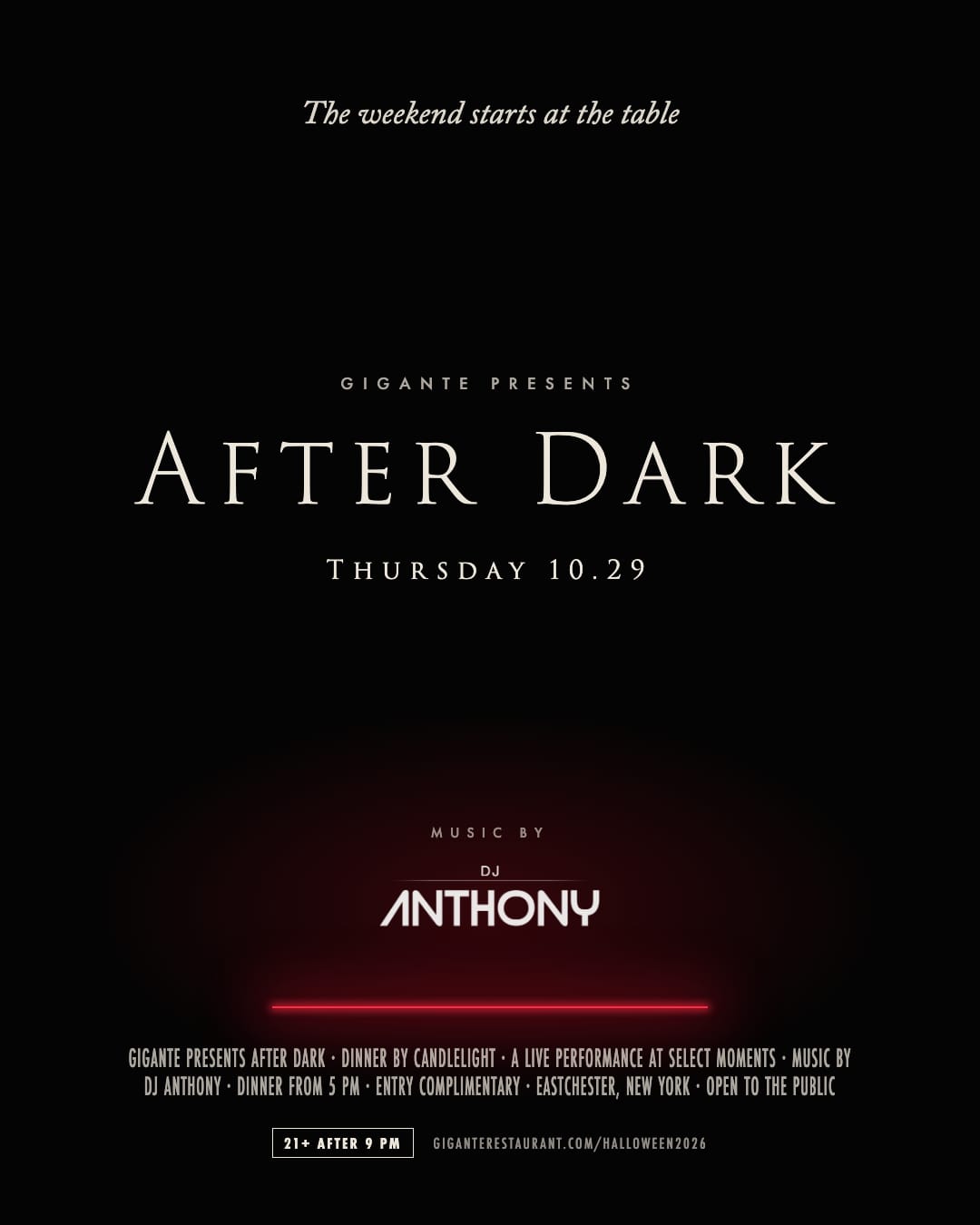 After Dark, Thursday, October 29